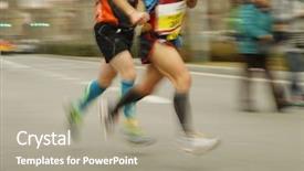  Presentation with runners - Slide deck with pedestran - runners legs on the road background and a  colored foreground