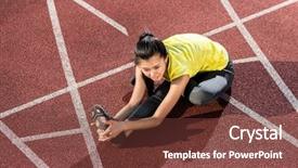  Presentation with stadium - Cool new theme with pedestran - woman sprinter doing warm up backdrop and a tawny brown colored foreground