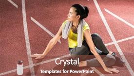  Presentation with kids doing science - Presentation theme enhanced with pedestran - young woman sprinter doing warm background and a tawny brown colored foreground