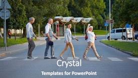  Presentation with seniors - PPT theme consisting of pedestrian - happy group of seniors walking background and a gray colored foreground