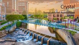  Presentation with dusk - Slide set consisting of pedestrian bridge - greenville south carolina usa downtown background and a coral colored foreground