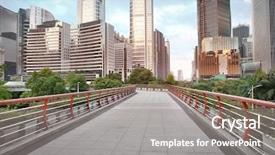  Presentation with pedestrian bridge - Slide deck enhanced with pedestrian bridge - guangzhou city landscape background and a gray colored foreground