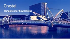  Presentation with melbourne - Presentation theme featuring pedestrian bridge - modern footbridge over the yarra background and a teal colored foreground