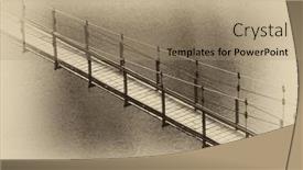  Presentation with pedestrian bridge - Presentation theme having pedestrian-bridge-suspended-over background and a coral colored foreground