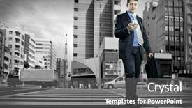 Presentation with pedestrian crossing - Beautiful presentation theme featuring pedestrian crossing - businessman speaking by phone backdrop and a  colored foreground