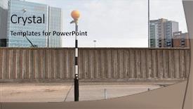  Presentation with london - Presentation theme featuring pedestrian crossing - close-up view of typical london background and a sky blue colored foreground