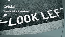  Presentation with road stop sign - Audience pleasing presentation consisting of pedestrian crossing - look left sign painted backdrop and a dark gray colored foreground