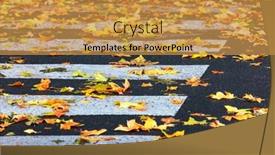  Presentation with pedestrian - PPT theme consisting of pedestrian-crossing-in-the-city background and a gold colored foreground