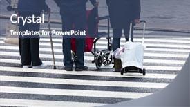  Presentation with pedestrian crossing - Audience pleasing slides consisting of pedestrian crossing in the modern backdrop and a ocean colored foreground
