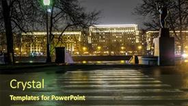  Presentation with pedestrian crossing - Presentation theme with pedestrian-crossing-on-a-night background and a tawny brown colored foreground