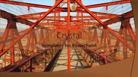  Presentation with suspension bridge - PPT theme consisting of pedestrian-part-of-the-red background and a red colored foreground