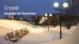  Presentation with pedestrian - Cool new presentation theme with pedestrian-street-in-murmansk-russia backdrop and a ocean colored foreground