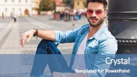  Presentation with street lighting - Cool new theme with pedestrian street near a lighting backdrop and a teal colored foreground