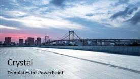  Presentation with suspension bridge - Presentation having  background and a  colored foreground