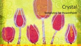  Presentation with pink green - Amazing presentation theme having pedia heart - illustration of tulips in pink backdrop and a yellow colored foreground