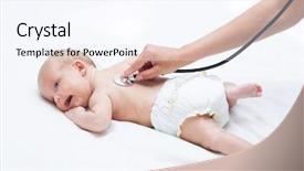  Presentation with floral border over white - Presentation theme consisting of pediateric heart - baby and stethoscope over white background and a cool aqua colored foreground