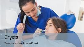  Presentation with pediatric dentist - Theme having pediatric dentist brushing teeth background and a light blue colored foreground