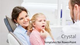  Presentation with medical pediatric - Slides having pediatric-dentist-examines-a-frightened background and a sky blue colored foreground