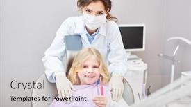  Presentation with pediatric dentist - Slide set featuring pediatric-dentist-with-surgical-mask background and a soft green colored foreground