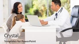  Presentation with pediatric - Presentation theme featuring pediatric doctor talking to patient' background and a lemonade colored foreground