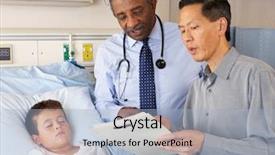  Presentation with pediatric hospital - Presentation theme with pediatric hospital - doctors visiting child patient background and a  colored foreground
