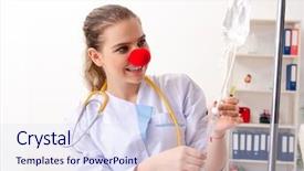  Presentation with pediatric - Presentation design featuring pediatric iv - funny female doctor working background and a sky blue colored foreground