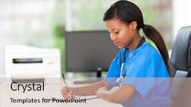  Presentation with medical pediatric - Beautiful presentation featuring pediatric nurse writing medical reports backdrop and a soft green colored foreground