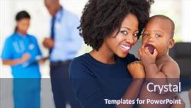  Presentation with baby sick - Presentation having pediatric nursing - afro american mother holding her background and a navy blue colored foreground