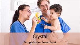  Presentation with baby nurse - Theme consisting of pediatric nursing - baby boy in hospital ward background and a coral colored foreground