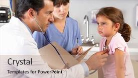  Presentation with doctor office - Audience pleasing presentation theme consisting of pediatric nursing - child patient visiting doctor's office backdrop and a coral colored foreground