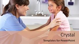  Presentation with doctor office - Audience pleasing presentation consisting of pediatric nursing - child patient visiting doctor's office backdrop and a coral colored foreground