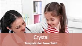  Presentation with doctor office - Presentation theme featuring pediatric nursing - doctor giving a child injection background and a coral colored foreground