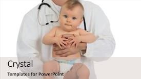  Presentation with baby doctor - PPT layouts consisting of pediatric nursing - doctor with little baby care background and a soft green colored foreground