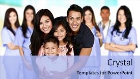  Presentation with waiting - Audience pleasing PPT layouts consisting of pediatric nursing - family who are backdrop and a light blue colored foreground