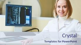  Presentation with mri - Presentation theme having pediatric nursing - female tomography or mri tesr background and a sky blue colored foreground