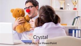  Presentation with pediatrician - Beautiful PPT layouts featuring pediatric nursing - funny pediatrician with little girl backdrop and a coral colored foreground