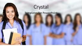  Presentation with nurses - PPT layouts featuring pediatric nursing - large group of nurses together background and a sky blue colored foreground