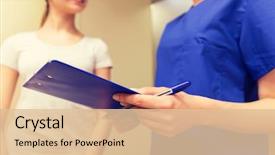  Presentation with nurse care - Colorful presentation enhanced with pediatric nursing - medicine health care and people backdrop and a lemonade colored foreground