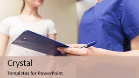  Presentation with health-care - Colorful theme enhanced with pediatric nursing - medicine health care and people backdrop and a soft green colored foreground