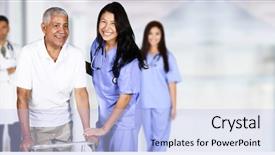 Presentation with care elderly - Colorful presentation theme enhanced with pediatric nursing - nurse taking care backdrop and a light blue colored foreground