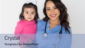  Presentation with nurse - Audience pleasing presentation theme consisting of pediatric nursing - nurse who is working her backdrop and a light blue colored foreground