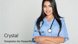  Presentation with nurse - Theme having pediatric nursing - nurse who is working her background and a light gray colored foreground