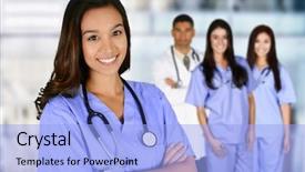 Presentation with nurse - Beautiful slide set featuring pediatric nursing - nurse who is working her backdrop and a light blue colored foreground