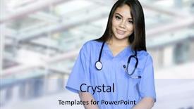  Presentation with nurse - Colorful presentation design enhanced with pediatric nursing - nurse who is working her backdrop and a light blue colored foreground