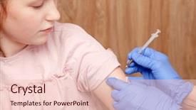  Presentation with vaccination - PPT theme featuring pediatric nursing - pediatrician giving an intramuscular injection background and a lemonade colored foreground