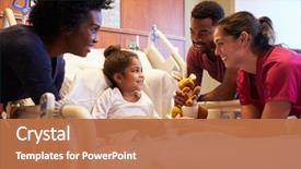  Presentation with pediatrician - Theme enhanced with pediatric nursing - pediatrician visiting parents and child background and a coral colored foreground