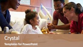  Presentation with pediatrician - PPT theme with pediatric nursing - pediatrician visiting parents and child background and a coral colored foreground