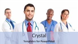  Presentation with pediatrics toddler and doctor - Slides enhanced with pediatric nursing - portrait of an handsome doctor background and a light blue colored foreground