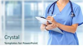  Presentation with medical smiling doctor - Presentation design with pediatric nursing - smiling medical doctor woman background and a sky blue colored foreground