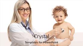  Presentation with baby doctor - PPT theme enhanced with pediatric occupational - female doctor examining a baby background and a lemonade colored foreground